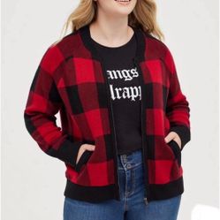 Torrid, Women’s Cardigan Zip Up Bomber Sweater, Size 1, Used Once, Great Condition !! 