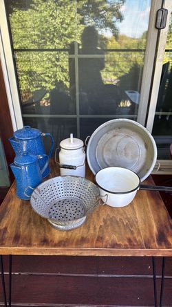 Selling every piece-Antique enamelware