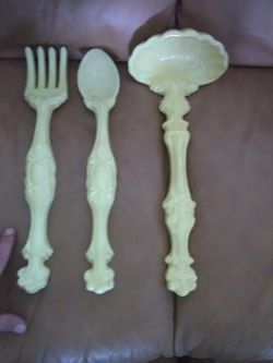 Large Antique fork, spoon, and latel