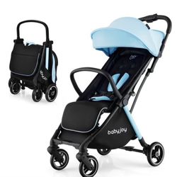 Babyjoy Kids Portable Stroller One Hand Fold Pushchair w/ Aluminum Frame Blue 