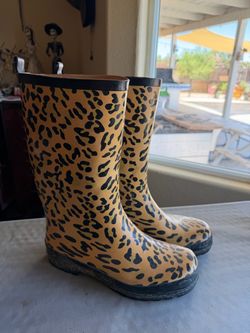 Leopard Print Rubber Rain Boots