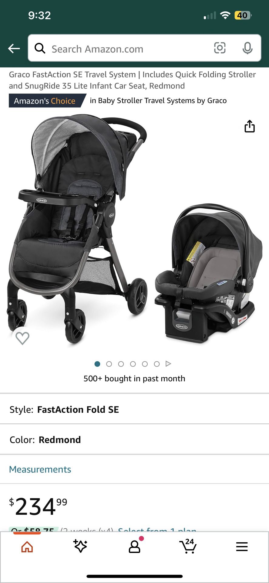 unopened car seat and stroller 