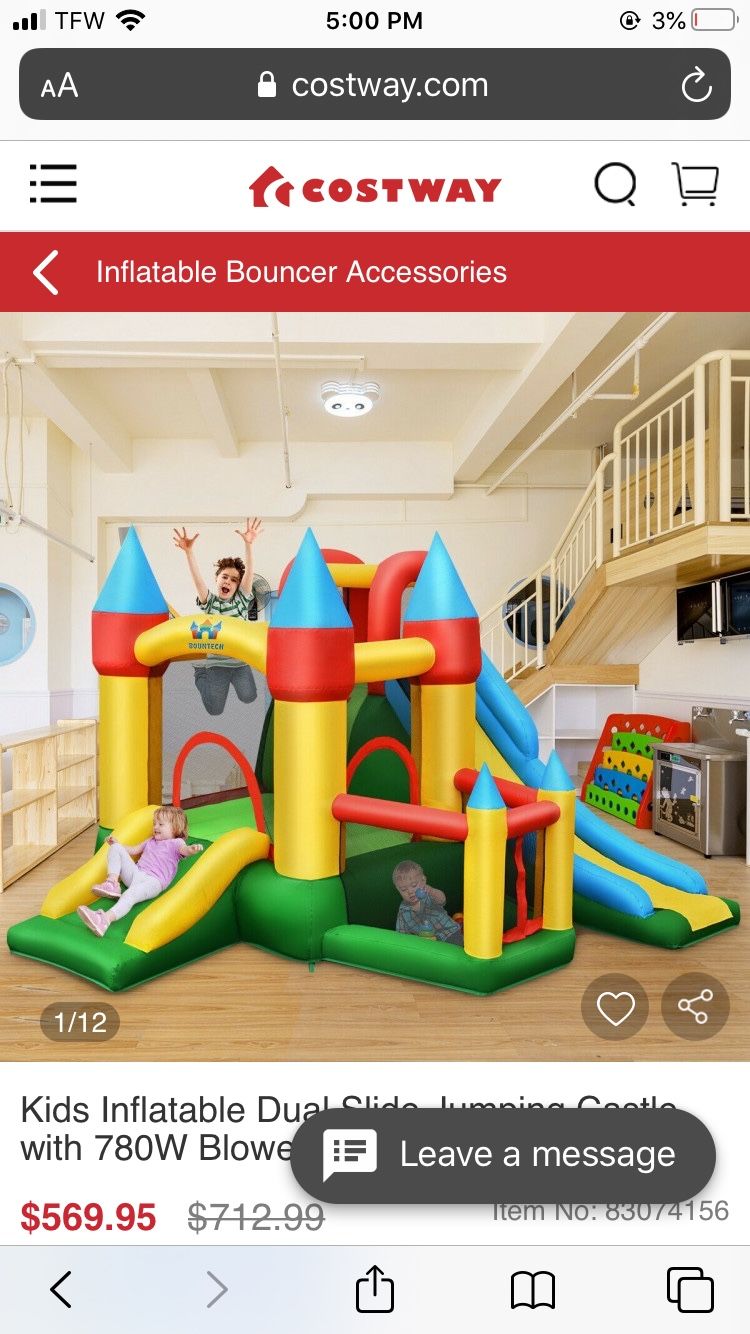 Kids inflatable dual slide castle with 780W Blower