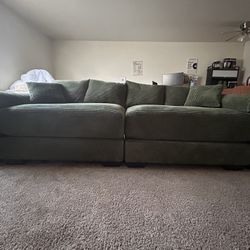 Modern Deep Green Corduroy Sectional Sofa