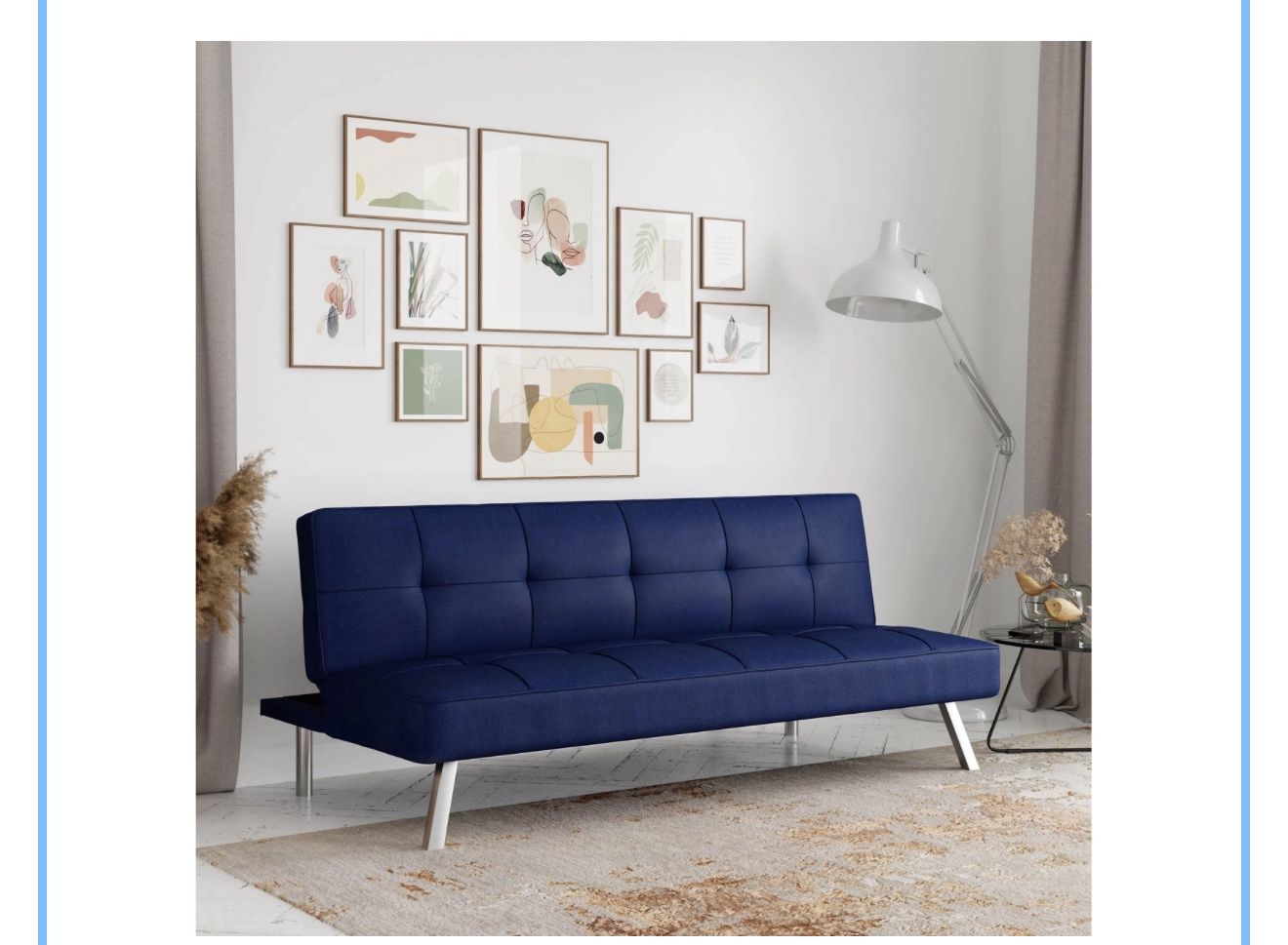 Futon Navy Blue Folds In Bed