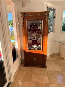 Ornate Wood and Glass Display Cabinet