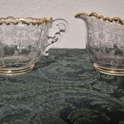Vintage Glass Creamer & Sugar Set