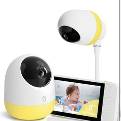 Baby Monitor with Camera and Audio,5'' IPS 2K UHD Resolution,6000mAh Battery, Remote Pan-Tilt-5X Zoom