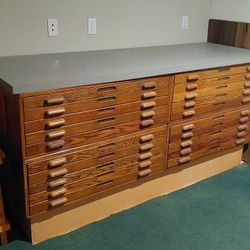 Vintage Oak Blueprint Flat File Cabinets