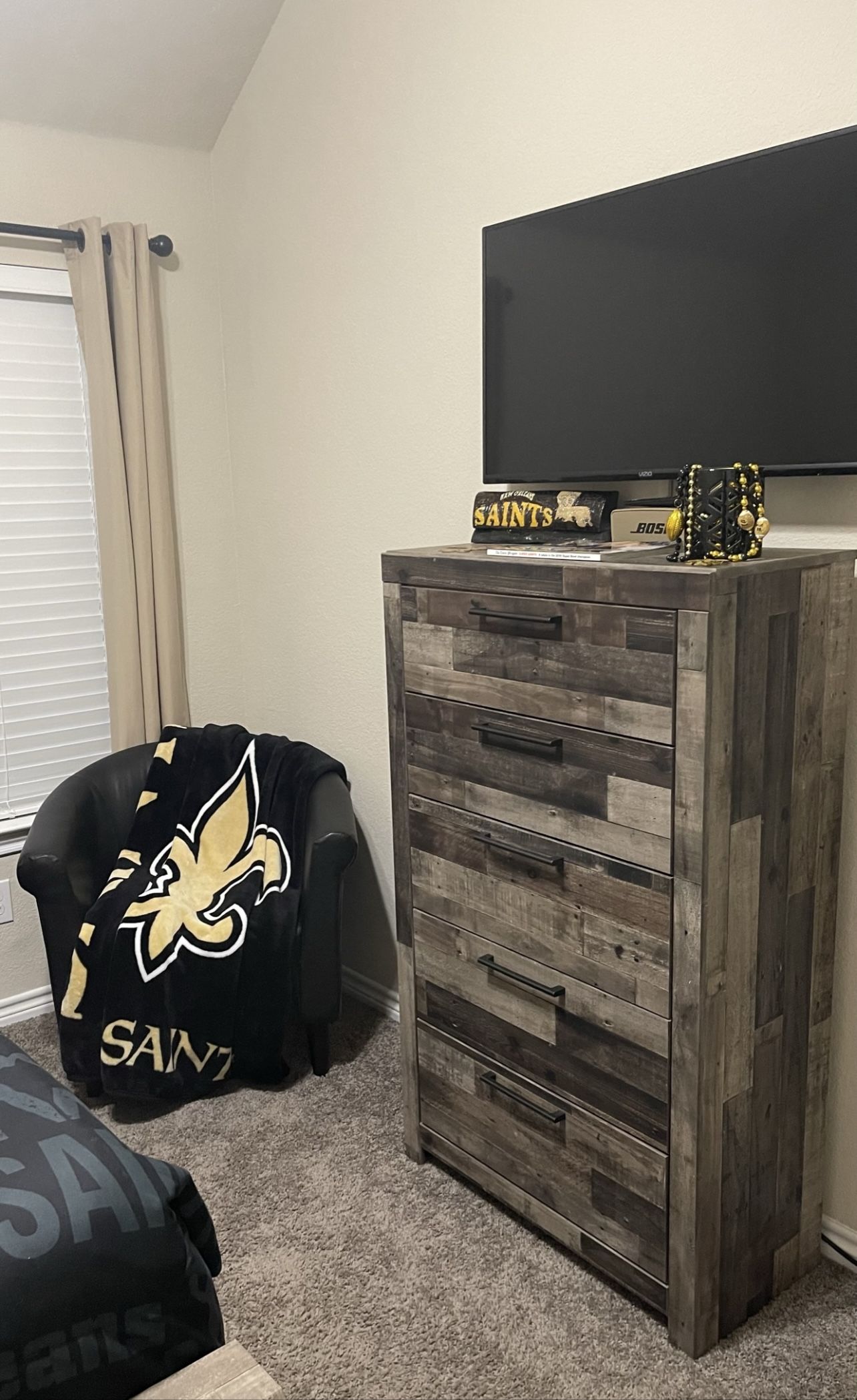 Full Size Bed Frame W/ Wood Dresser