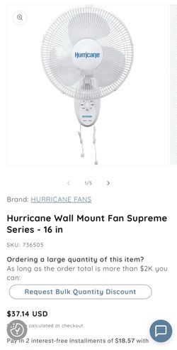 Hurricane® 16" Wall Mount Oscillating Fan