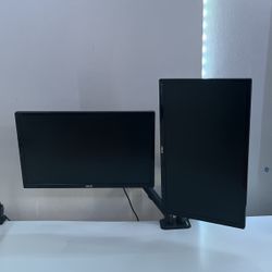 2x Asus 144hz 24’ Monitor + Dual Monitor Desk Mount 