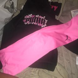 Little Girl Pink And Black 2 Piece PUMA Outfit
