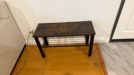 Industrial Console Table with Wire Shelf