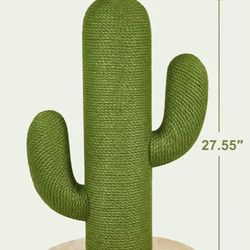 HUGE 27.55” Tall Cactus Cat Scratching Post With Solid Wood Base  NEW and Unused
