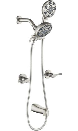 2 Handle Shower Faucet Set with Tub Spout Bathtub Shower Faucet Combo Set Shower System Complete Tub and Shower Trim Kit Brushed Nickel Wall Mounted T