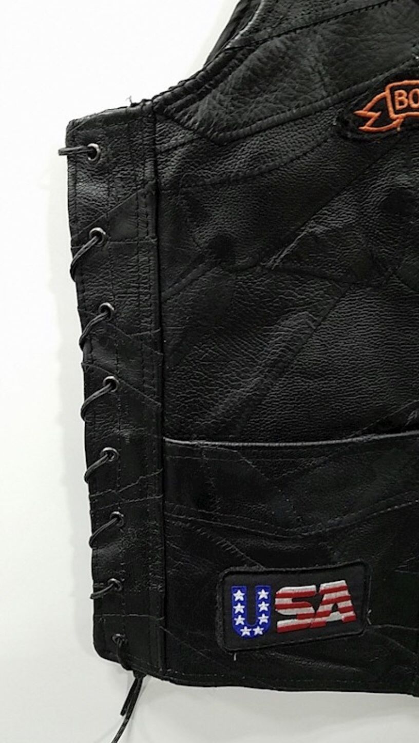 MEN'S DIAMOND PLATE BUFFALO LEATHER VEST - Main Image