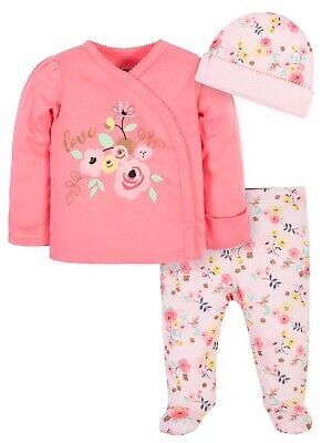 NEW  3-Piece Baby Girls Take Me Home Set Peach Pink  Flowers