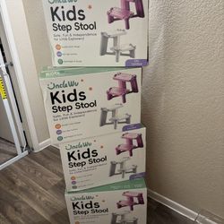 UNCLE WU Kids Step Stool -X Design Anti Base, Dual Height Toddler Stool for Bathroom & Kitchen | Non-Slip, 12" Tall, Supports 200 lbs, Potty Training 