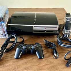 PlayStation 3 PS3 Fat CECHK01 80GB Console w Cables, Controller & Games - Tested