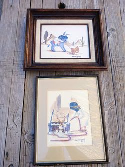 Pair Of Vintage Native Pictures 