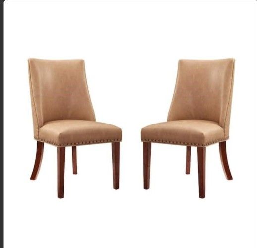 Alessio Tan PU Dinning Chair Set Of 2