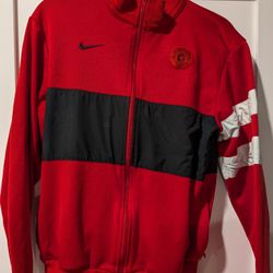 2009 Nike Manchester United Track Jacket Red Small Retro Vintage Throwback