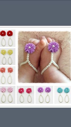 Hot pink and light pink pearl baby sandals