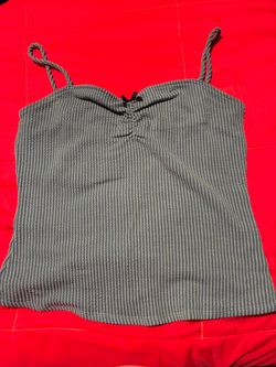 Blue Ribbed Cami Tank Top