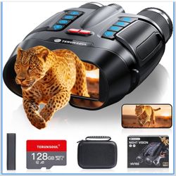 Night Vision Goggles - Smart APP 4K Night Vision Binoculars, 10000mAh Battery, 128GB Card Included, 3'' UHD Screen & 8X Zoom Binoculars, 2000FT Range 