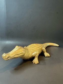 Alligator Crocodile Gold Statue Figurine 16" Sagebrook Home Reptile Decor