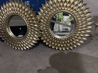 Gold Sunburst Wall Mirrors – Set of 2