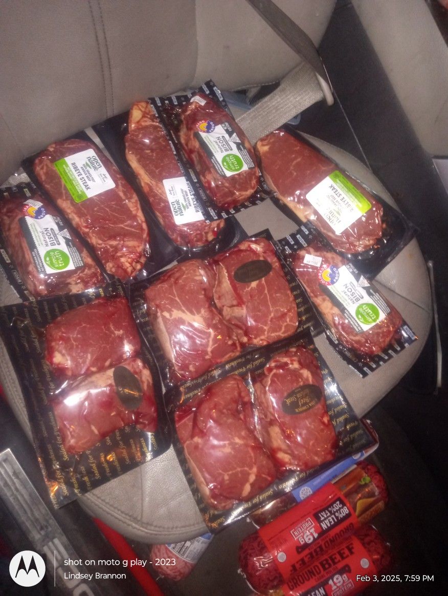 Fresh Ribeye Steaks, Tenderloin Steaks , And Bison Ribeye Steaks