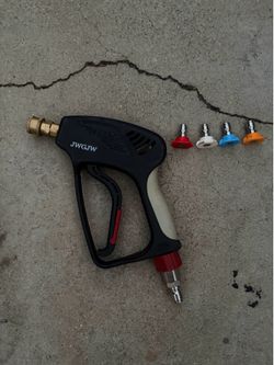 JWGJW Pressure Washer Spray Stubby Gun + 4 Quick Connect Nozzles (Red Yellow Green White)