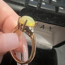 Rose Gold Opal Ring (real Opal)
