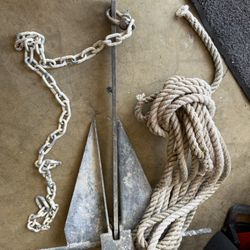 West Marine Trad-8 Boat Anchor galvanized with chain and rope