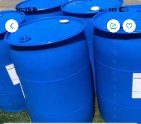 Sealed Plastic barrels 55 gallons.  Non detachable lid. Tambos de plástico sellados 55 galones.  No  tiene tapa.