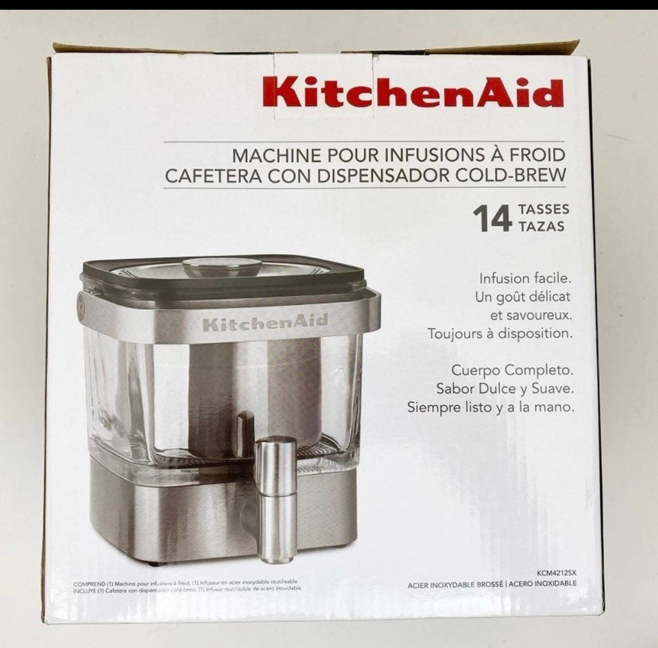 KITCHEN AID RKCM4212SX Cold Brew Coffee Maker Dispenser Brushed Stainless Steel