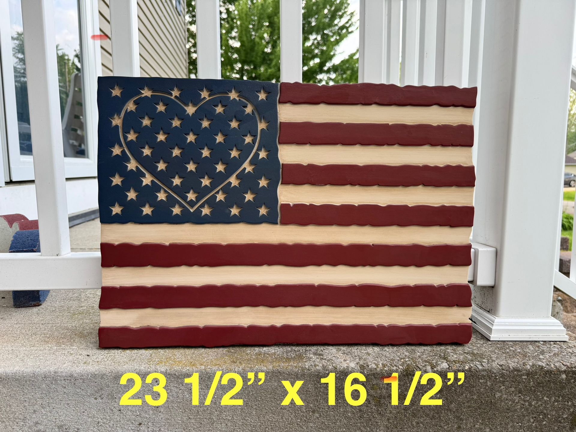 Plastic American Flag Wall Hanging Decor Heart Flag In/Outdoor