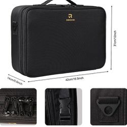 Makeup Train Case Relavel Travel Makeup Cosmetic Case Organizer Portable Artist Storage Bag with Adjustable Dividers for Cosmetics Makeup Brushes Toil Thumbnail