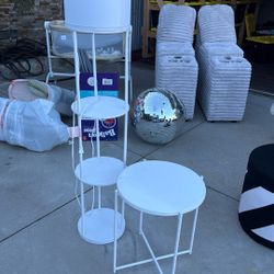 White modern shelf lamp and bedside table set 