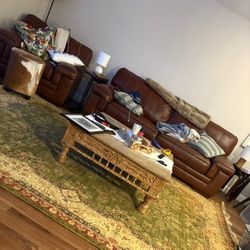 Macys leather couch and chair