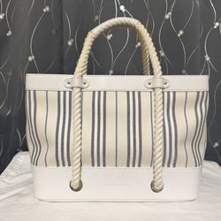 Authentic Burberry White Canvas Drawstring Handbag