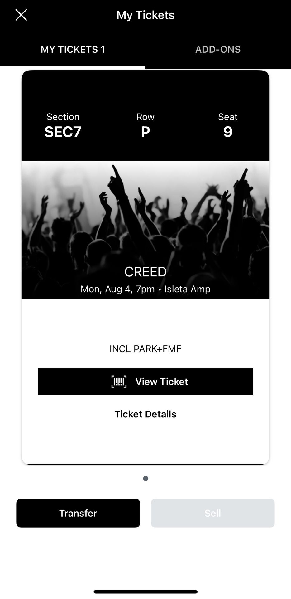 CREED ticket