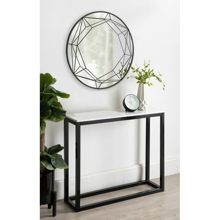 Kate & Laurel Uniek's 217777 Modern Glam Round Wall Mirror, 30 Diameter, Chic Contemporary Accent Mirror for Wall