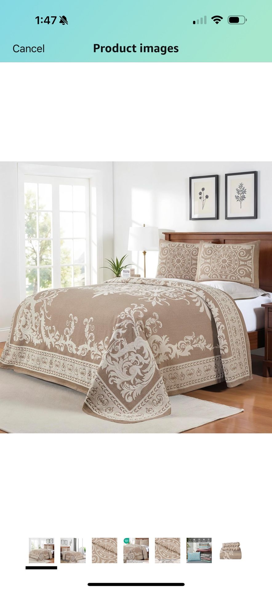 Superior Cotton Blend 3-Piece Bedspread Set, Oversized Bedspread, 2 Matching Pillow Shams, Light Weight Blanket, Jacquard Traditional Medallion Beddin