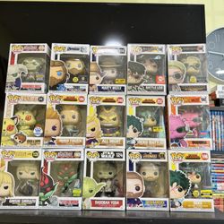 Funko Pops (Anime, Marvel, Star Wars)