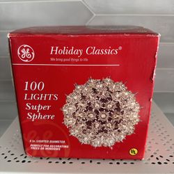 Vintage GE Holiday classic 100 light super sphere 6 inch Christmas decor indoor/ outdoor  3 available $15 each or all 3 for $40.  New unused in Box