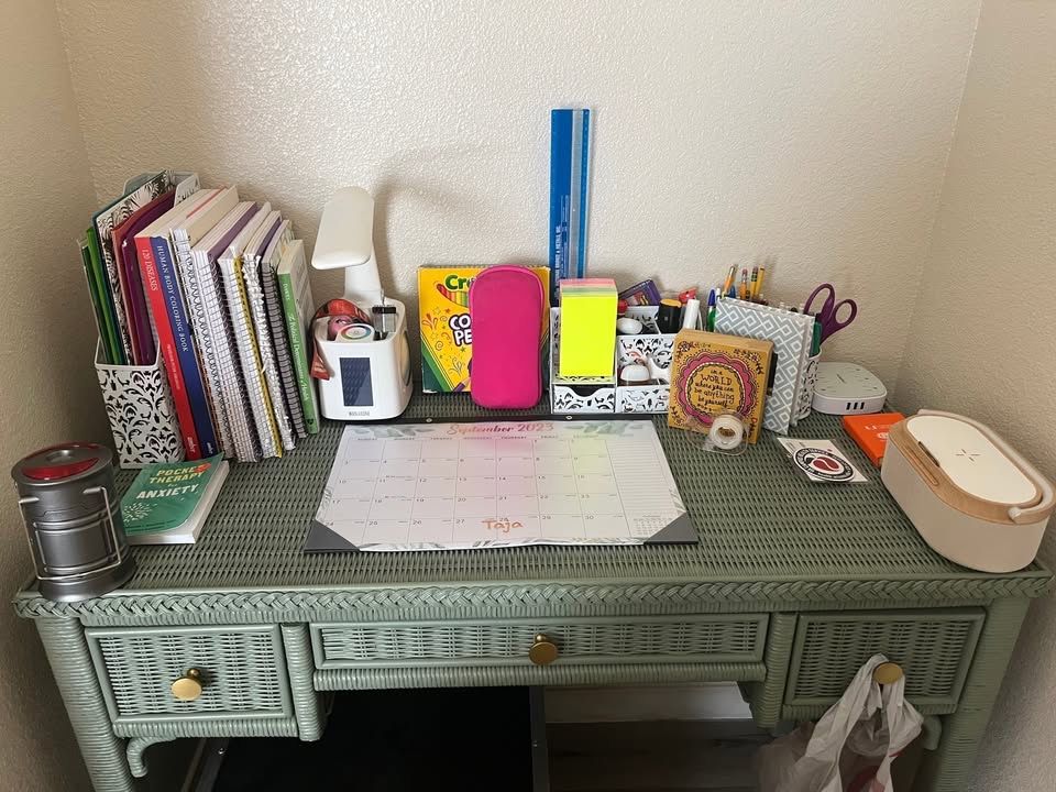 Green Wicker Desk