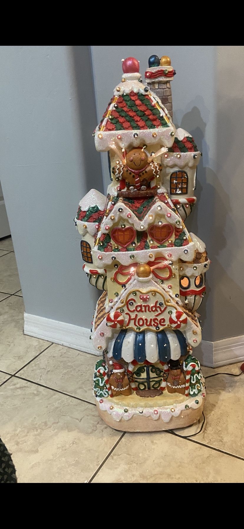 Adorable 33” Candy house Music Box. Plays 7 Christmas Songs Continually
